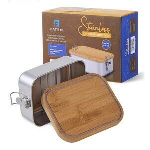 Stainless Steel Lunchbox Fatem For Adults Children Office School Silver 28Oz New